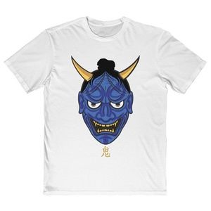 Japanese White Anime Oni Blue Ghost